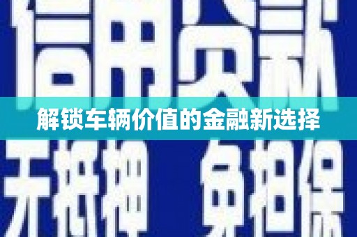 广平解锁车辆价值的金融新选择