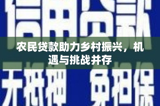广平农民贷款助力乡村振兴，机遇与挑战并存