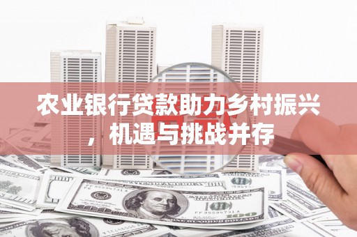 广平农业银行贷款助力乡村振兴，机遇与挑战并存